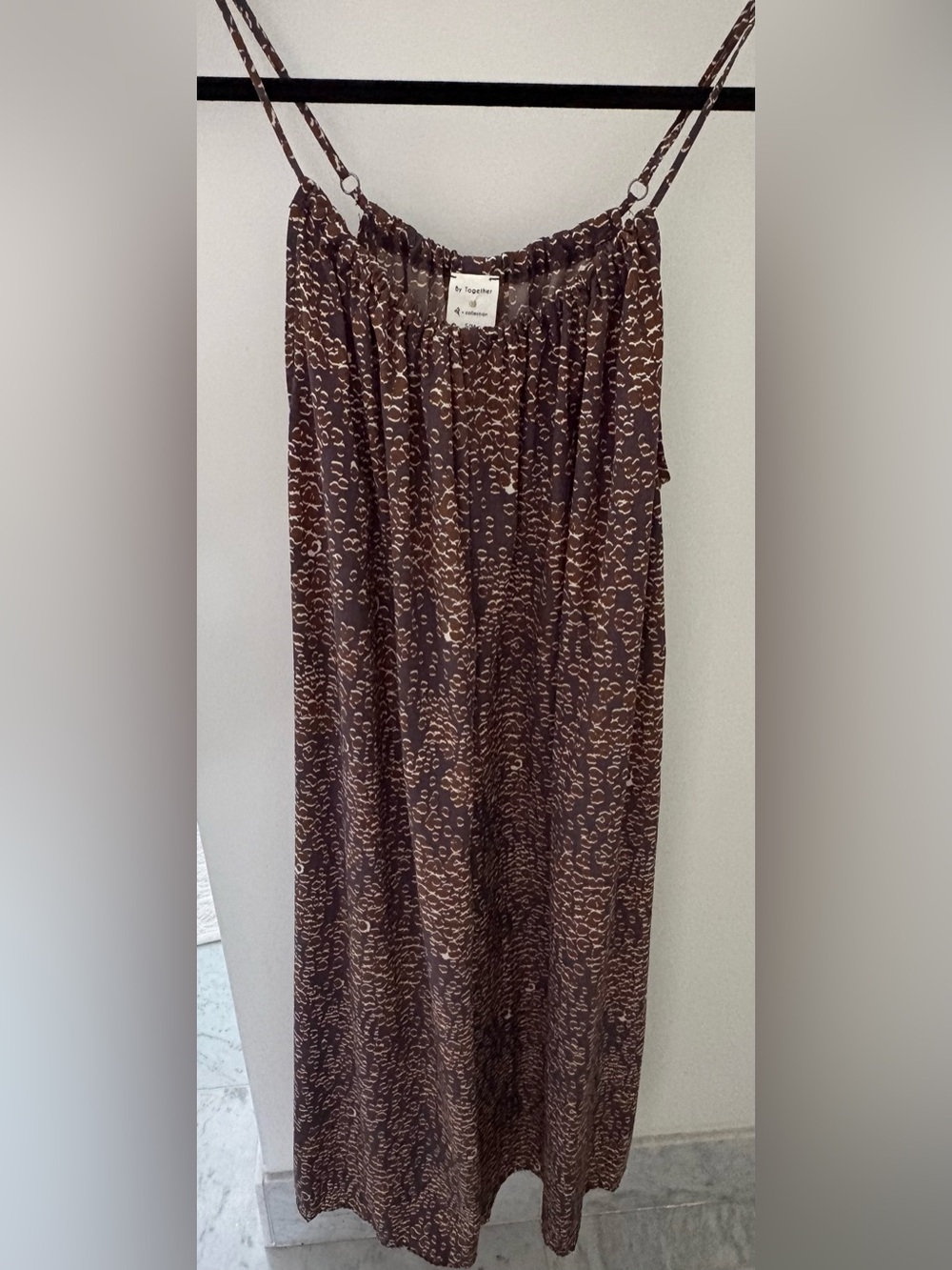 By Together Brown and Cream Printed Maxi Romper